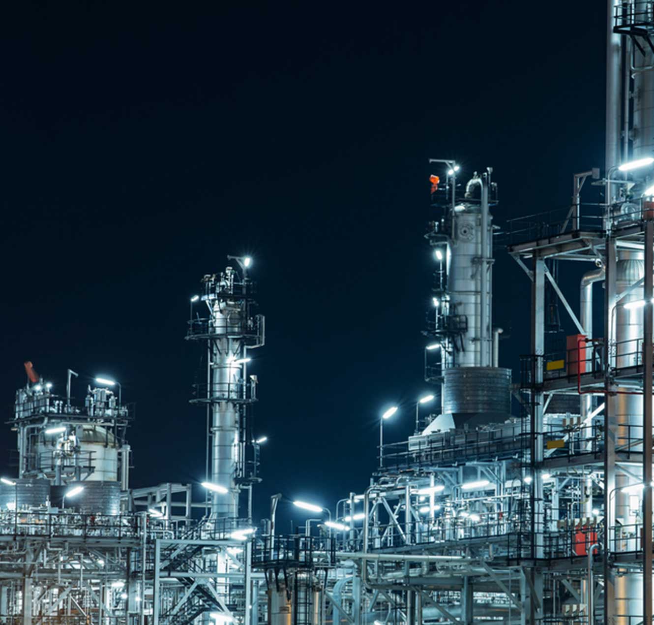 Night Shot of an Oil Refinery 